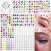 10 Sheets Gems Stickers Eye Body Face Gems Jewels for Makeup Self Adhesive Crystal Rainbow Rhinestones for DIY Craft Nail Body Makeup Festival
