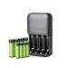 Amazon Basics - NiMh Rechargeable Batteries (4 AA & 4 AAA) with 4 Bay Battery Charger Type A (American) Plug Black 8 Count