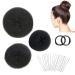 3 pieces donut hair bun maker set with 2 elastic hair band 10 U-shape hairpise hairpin dutt pillow buns maker for children girls women black