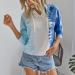 Women's Blue Tie Dye V-Neck Hoodie | Casual Gradient Sweatshirt | Drawstring, Size XL - Buy Online on GoSupps.com