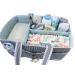 Lily Miles Baby Diaper Caddy - Large Organizer Tote Bag for Boy or Girl | Baby Shower Basket Nursery Must-Have | Registry Favorites - Collapsible Newborn Caddie Car Travel - Gray/Mint - Buy Online on GoSupps.com