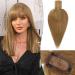 Ruwiss real hair hair topper for women crown topers with pony short wigs hair parts for thin hair 7.5 * 13cm silk base 100% real human hair clip in topper 30 cm 40g (light brown) 30cm (with pony) light brown