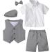 Mint Green 4pcs Baby Boy Gentleman Suit Set | Shirt, Bowtie, Waistcoat, Trousers, Hat | 2-3 Years Grey Black - Buy Online on GoSupps.com