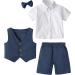 Mint Green Baby Boy 3pcs Gentleman Suit | Herringbone Wedding Christening Outfit | Shirt, Waistcoat & Shorts | 18-24 Months Navy | 1-6 Years - Buy Online on GoSupps.com