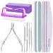 ALLE'S 12 Pieces Professional Metal Nail Files and Cuticle Pusher Capsule Cutters Brush Tools for Ingrown Toenails and More Complete Manicure Kit Nail Buffers Set