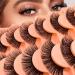 7 Pairs of 3D False Eyelashes Cat Eye Fluffy Volume Curly Cat-Eye Artificial Eyelashes Natural Look Reusable Handmade Faux Mink Makeup Eyelashes (7C-HR-E15)