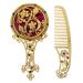 Uonlytech Round Mirror Antique Mirror Comb Set Vintage Mirror Comb Set Vintage Handheld Mirror Set for Lady Woman Makeup Set Golden