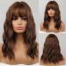 HAIRCUBE Short Brown Curly Wigs With Bangs,Wavy Bob Wigs for Women Heat Resistant Synthetic Wigs Honey Brown