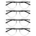 Opulize Met 4 Pack clear black reading glasses big round men ladies women's spring hinges rrrr60-c +0.00 Clear front with black arms +0.00 dioptries
