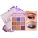 Mimore Eyeshadow Palette Long Lasting Shimmer Eyeshadow 9 Colors Shimmer Matte Makeup Palette Waterproof Mineral Glitter Powder (03-LILAC)
