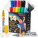 Blami Arts Liquid Chalk Markers Washable -14 Ink Pens & Extra Gold and Silver Colors - Chalkboard Labels Pack Included Non Toxic - Reversible Tips and Erasing Sponge included 14 Set Multi-Colors