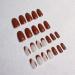24 pcs Sunjasmine Almond Press-On Nails Medium with Designs - Brown | False Nails for Women and Girls - Buy Online on GoSupps.com