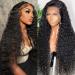 Nuocheng Deep Wave Lace Front Wig Human Hair 13x4 Curly Lace Front Wig Human Hair 180% Density HD Lace Front Wigs Human Hair Pre Plucked With Baby Hair Human Hair Human Hair Wigs for Black Women(22 inch) 22 Inch Natural ...