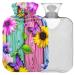 Naanle rainbow wood butterfly sunflower hot flower with reference transparent hot water bottle Handfoots Heating bags for pain relief heat and cold therapy 1L