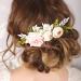 BERYUAN Wedding Pink and White Rose Hair Comb Metal Hair Side Combs Slide Clips Beautiful Bouquet Hair Comb for Brides and Bridemaids Hair Accessories for Dancing Party for Women Girls