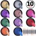 Duufin 10 Jars Chrome Nail Powder Set with 10 Eyeshadow Sticks - Metallic Mirror Nail Art Powder - Buy Online on GoSupps.com