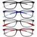 Opulize ICE reading glasses 4 Pack Ultralight frame scratch-resistant matt black crystal blue crystal gray crystal dark red men rrrr61-137z +2.50 +2.50 diopters black / dark blue / gray / dark red