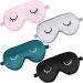 4 Pieces Sleep Eye Masks Silk Sleep Eye Cover Cute Lightweight Adjustable Eyeshade Mask Satin Night Eyeshade Covers for Women Men Sleep Travel Nap Gray Pink Black Green