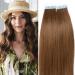 SEGO Tape Extensions Real Hair 20 Wefts/30g Adhesive Tape in Hair Extension Glue Hairpieces Hair Light Brown#6-2 18"(45cm)-30g