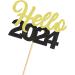 30 Pcs Glitter Happy New Year Cupcake Toppers 2024 Gold Black Cupcake topper Cheers to 2024 Cake Picks for New Years Eve Party Decoration (Hello) - Buy Online on GoSupps.com
