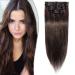 SEGO Clip in Hair Extensions Real Hair 8 Wefts Thin Extensions 100% Remy Human Hair Hairpiece Cheap Dark Brown#2-1 14"(35cm)-60g