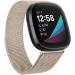 Meliya Metal Loop Bands Compatible with Fitbit Versa 3 & Fitbit Sense, Adjustable Stainless Steel Magnetic Lock Replacement Wristbands for Women Men (Small, Champagne Gold) Small Champagne gold