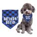 Kinbom dog birthday banda boy checkered dog bandana pet dog dog dogs scarf birthday party accessories for small medium -sized and large dogs puppies (blue)
