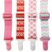 Leo Tube Pacifier Clip with Length Adjustable Belt- 4 Pack Pacifier Holder for Boys and Girls Fits for Most Pacifier Binkie Styles & Baby Teethers (Pink+Red)
