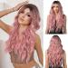 Ombre pink wigs for women long curly wig with pony synthetic hair wear heat -resistant wigs for daily party cosplay