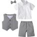 Mint Green Baby Boy 3pcs Gentleman Suit Herringbone Wedding Outfit 2-3 Years Dark Grey - Buy Online on GoSupps.com