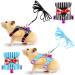 2 Pieces Hamster Harness and Leash Set for Walking, Small Guinea Pig Clothes with Bowknot Bell, No Pulling Comfort Padded Vest Striped for Guinea Pig Hamster Ferret, Small Animals S (Neck: 5.5-6.2", Girth: 7-8.6") Blue, Black
