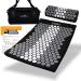 LyfeFocus Acupressure Mat & Pillow Set with Travel Bag - Cushioned Spike Acupuncture Massage Mat for Back Neck & Shoulder Pain Relief - Easing Muscle Tension & Stress (Black & Grey/White)