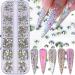 Kingmas 3600 pieces flat back rhinestones 6 sizes glitter stones nail crystals from rhinestones for nails/clothing/craft a (acrylic sequin/5 box).