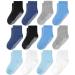 CozyWay Kids Non Slip Cotton Crew Socks Baby Socks Toddler Socks Anti Skid With Grips Striped for Children Toddler Boys & Girls 3-5 Years Boys Solid Colors w/ Light Blue 12 Pairs