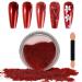 Laza chrome nail powder mirror effect metallic dust holographic glitter glittered manicure decoration reflective pigment for DIY gel polish nail art resin crafts gifts-red red