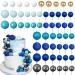 56 PCS Ball Cake Topper Decorations Pearl Balls Cupcake Cake Insert Topper for Birthday Party Wedding Decoration Supplies Blue Series Eight Colors
