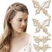 OIIKI 4PCS Butterfly Hair Clips  Pearl Rhinestones Hair Pins  Metal Butterfly Hair Barrettes  Gold Hair Clips  Crystal Pearl Decorative Hair Accessories for Women  Girls  Brides -Gold  Yellow