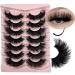 Mink False Lashes Dramatic D Curl Strip Lashes Wispy 20mm/25mm Long Full False Lashes Pack 3D Mink Cat Eye False Eyelashes Natural Look Full Lashes |8-20mm