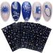 JMEOWIO 8 Sheets Christmas Glitter Nail Art Stickers Decals Self-Adhesive Snowflake Xmas Winter Holiday Cute Blue White Nail Supplies Nail Art Design Decoration Accessories Blue White & Glitter