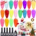 Noirwhite Jelly Gel Polish 20 Colors Trendy Neon Jelly Gel Nail Polish Kit Glossy Crystal Transparent Gel Polish Nude Pink Purple Green Blue Yellow Red Colors Jelly Nail Polish Set Soak Off UV LED Home DIY Nail Art Salon Jelly Gel Polish Set-2