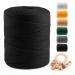 Macrame Cotton Cord 4mm x 547yds  ZUEXT Natural Handmade Black Braided Cords 4 Strands Knitted Rope String for Craft Wall Hanging Weaving Tapestry Dream Catchers Hanger DIY Gift (500m) Black 4mm x 500m