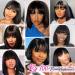 LSYBEAUTY 10 Short Black Bob Wig with Bangs | 100% Brazilian Human Virgin Hair | Yaki Straight | Glueless | Minimalist Lace Scalp | 180 Density - Buy Online on GoSupps.com