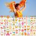 Groovy 70s Temporary Tattoos - Flower Glitter Fake Tattoo Stickers for Retro Hippie Decor - 20 Sheets - Buy Online on GoSupps.com