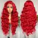 SOKU Red Lace Frontal Wig 32 Inch Body Wave | Pre Plucked with Baby Hair | Heat Resistant Synthetic Wig for Black Women - Buy Online on GoSupps.com