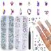 Canvalite 1820Pcs Rhinestones Nail Gems  12 Styles 3D Glass Crystals Nail Charms Shiny Multi Shape Flatback Nail Rhinestones for Nail Art with Rhinestones Picker and Tweezers for DIY Nail Art Multi shape-ab clear Multipl...