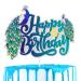 SugarGera Peacock Happy Birthday Cake Topper - Wildlife Themed Birthday Party for Boys or Girls or Bird Themed Baby Shower Party Decorations