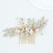 PTORIZNY Wedding Rhinestone Hair Comb Crystal Pearl Bride Hair Combs Gold Side Hair Combs Leaf Headpiece Bridal Hair Accessories for Women and Girls