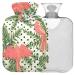 Naanle hot water bottle with cover palm leaf parrots Transparent hot water bottle 2l large hot water bottle for menstrual cramps pain relief handfoots heat and cold therapy 2 l