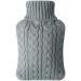 Vicloon hot water bottle with cover 2l knitting cover for hot water bottle removable and washable hot water bottle Christmas & winter gifts for adults & children's-bright gray knitted style light gray