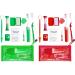 Uouovo Portable Orthodontic Oral Care Kit for Braces -2 Orthodontic Care Set - Dental Braces Kit  Interdental Brush Dental Wax Dental Floss Toothbrush Cleaning Kit(Green & Red)